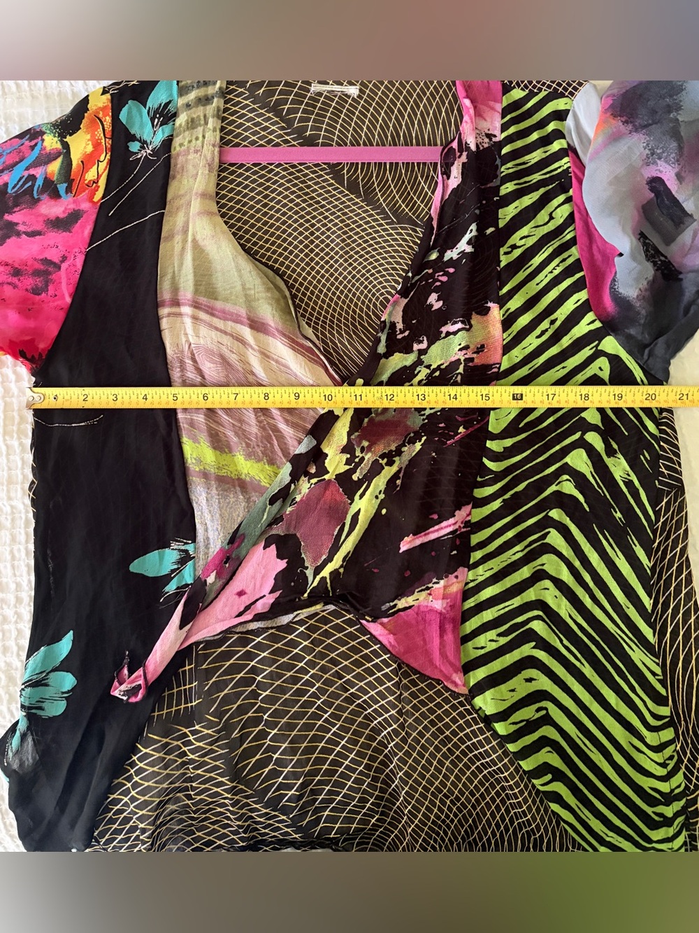 Multi-Color Abstract Print Open Front Tunic Top - Picture 5 of 8